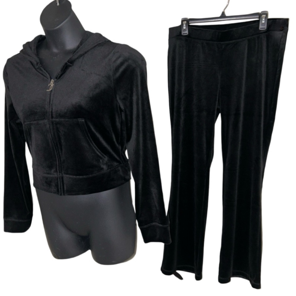 JUICY COUTURE BLACK LIQUORICE OG BLING RHINESTONE VELOUR TRACKSUIT SWEATSUIT NWT - Picture 12 of 15